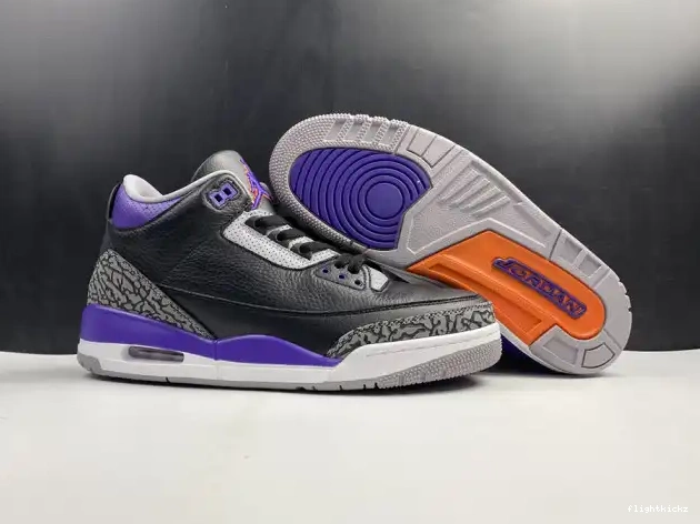 CT8532 Air 050 Retro Black 3 Court Purple Jordan 0430